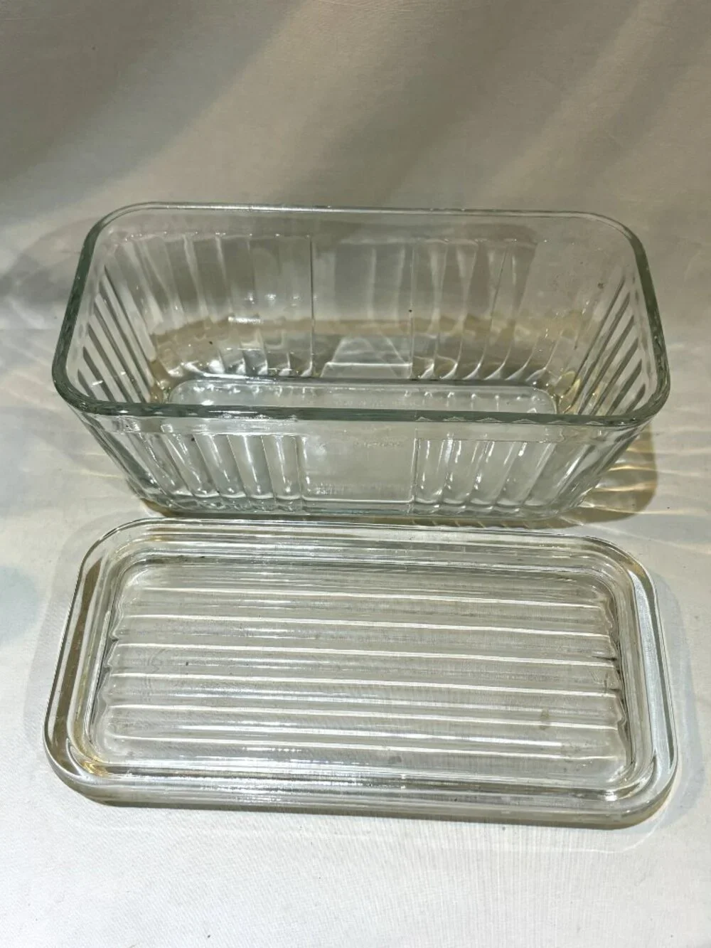 Anchor Hocking 1932 Vintage Design Rectangle Ribbed Refrigerator Dish w/ Lid